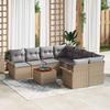 Garden Sofa Set with Cushions 9 Pcs Beige Poly Rattan