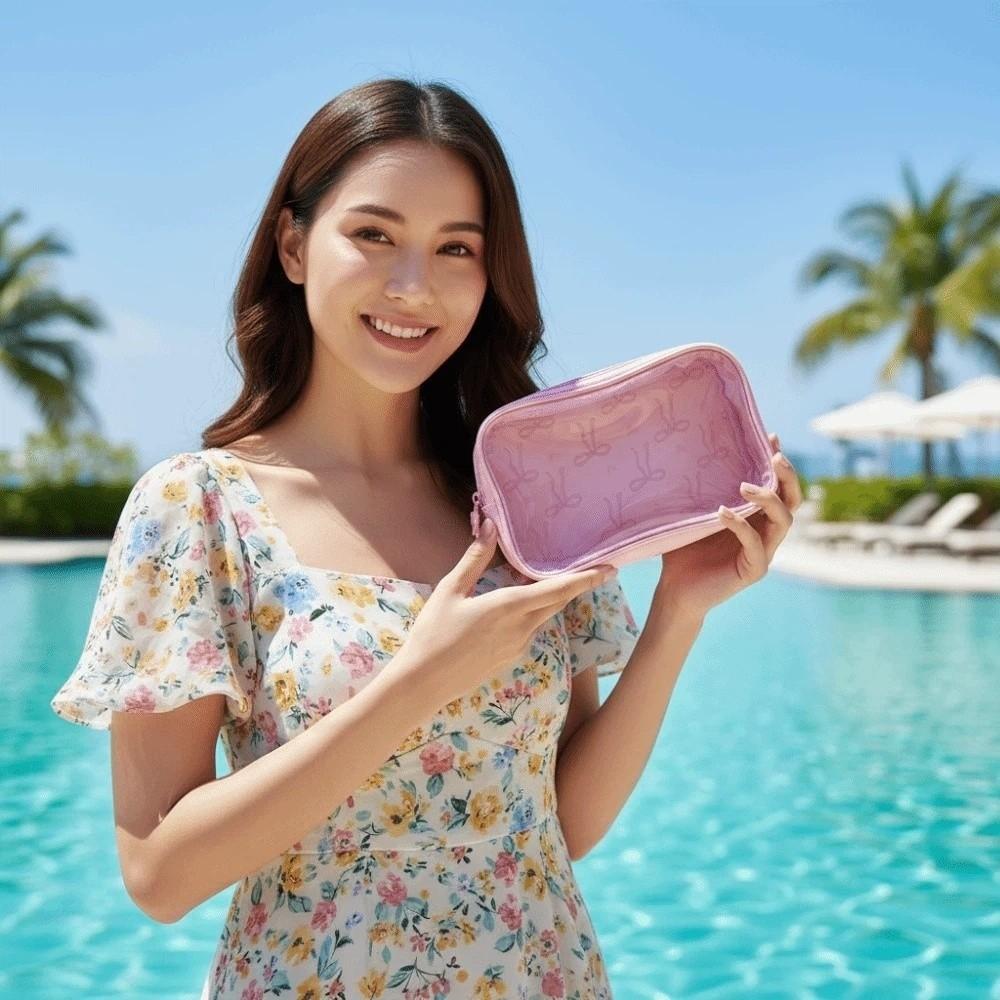 Clutch Pouch Clear PVC Handbag PU Leather Swimming Small Bag Transparent Makeup Bag Daily