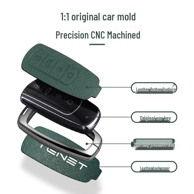 Luxury Drop-proof Anti-lost Key Case for Tenet Tianneng T4, T7, T8, T9 Car Locks - Simple and Stylish Design for Men