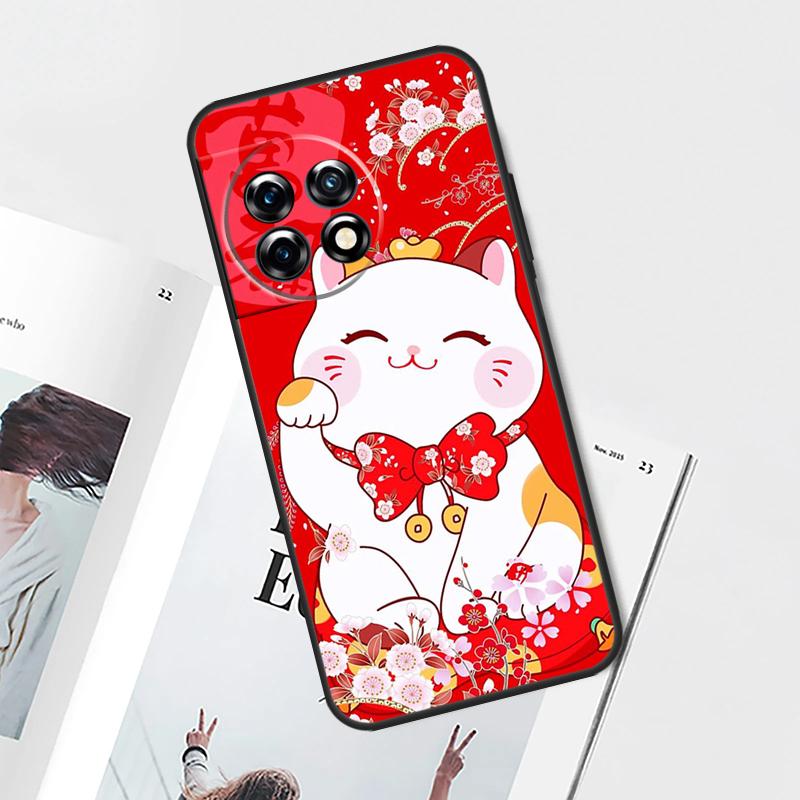 

China cute lucky cat Case For OnePlus 12 11 9 10 Pro 8T 9R 10T 10R 12R OnePlus Nord 2 2T N20 N10 CE 3 Lite Cover OnePlus 12