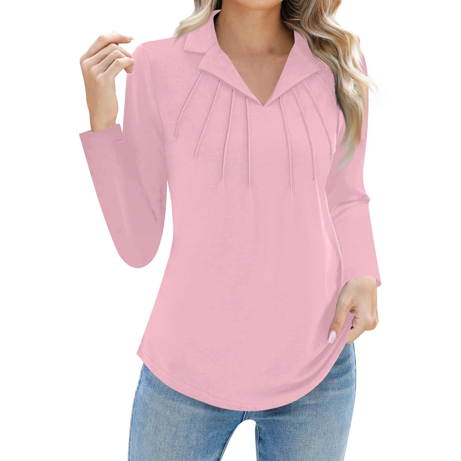 

Женские повседневные топы с длинным рукавом S розовый