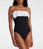 2024 Stylish Black & White 3D Floral Bandeau One-Piece Swimsuit for Women