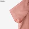 ZANZEA Women Casual Round Neck Short Sleeve Print A-Line Dress