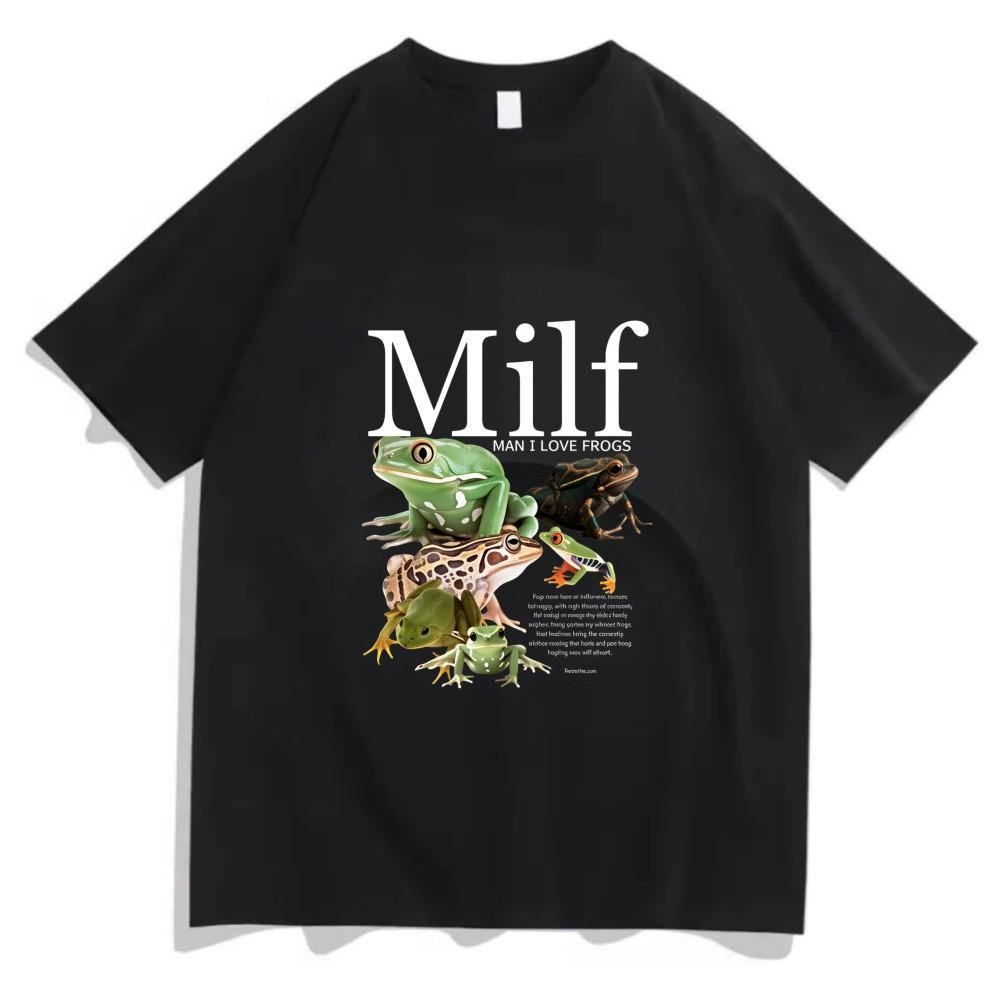 

Forest Style Nature Lover TShirt Cute Frog MILF Print Cotton Short Sleeve Tee Wildlife Aesthetic Top Y2k Top Women Clothes S