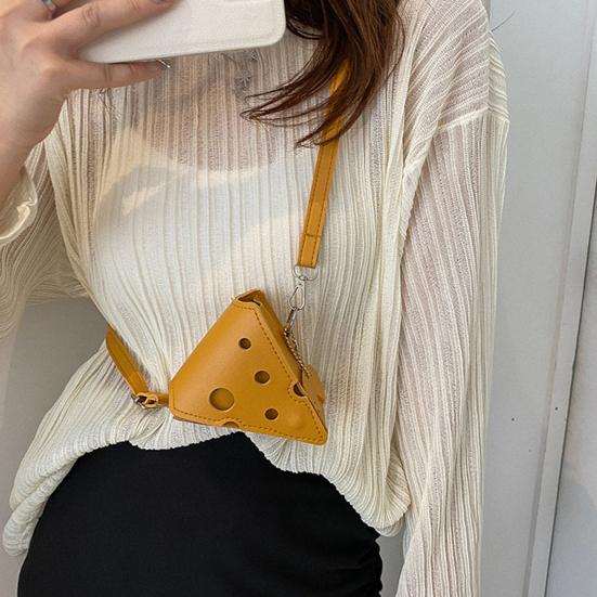 Bolso Bandolera de Bloque de Queso Lindo Triángulo Cuadrado Cartera de Queso Bolso Pequeño Bandolera con Correa Ajustable para Monedas Llaves Pintalabios