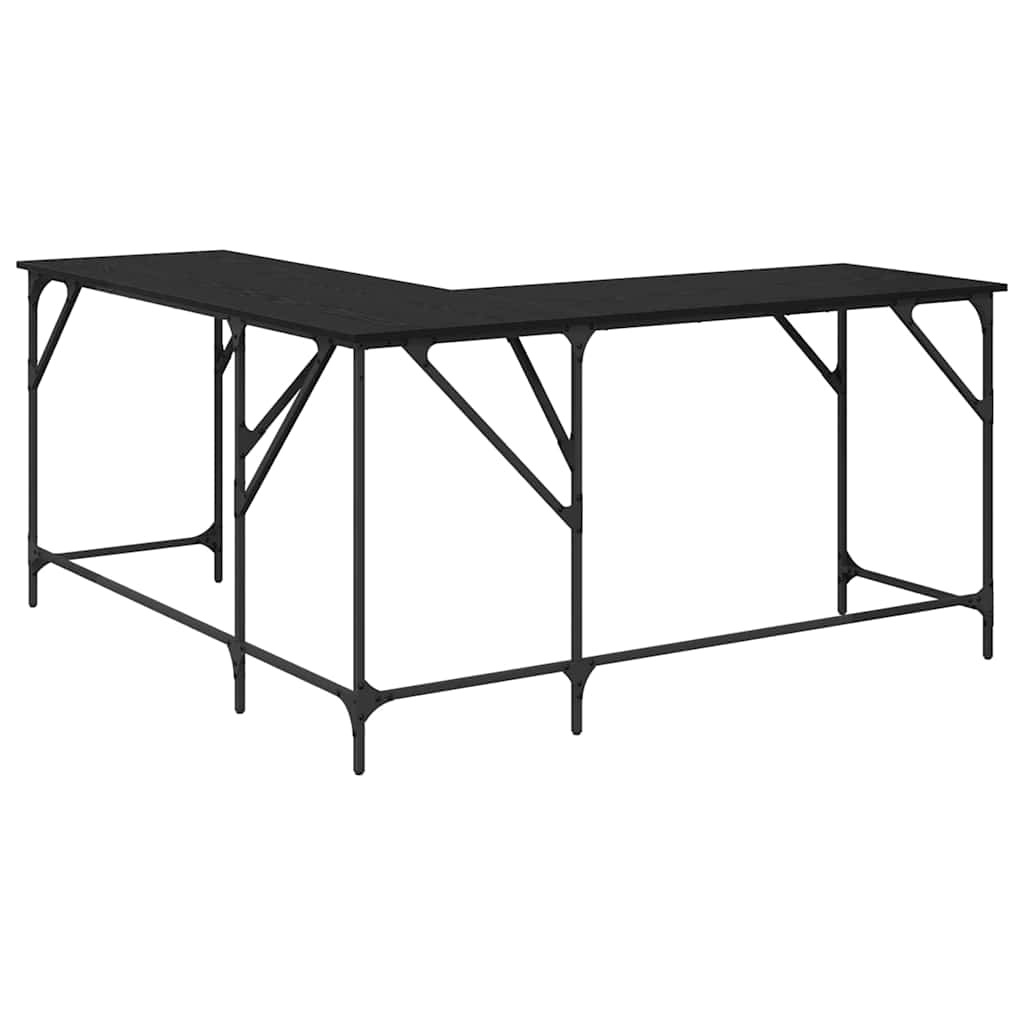 L shaped Corner Desk Black Oak Effect 149 x 149 x 75 cm