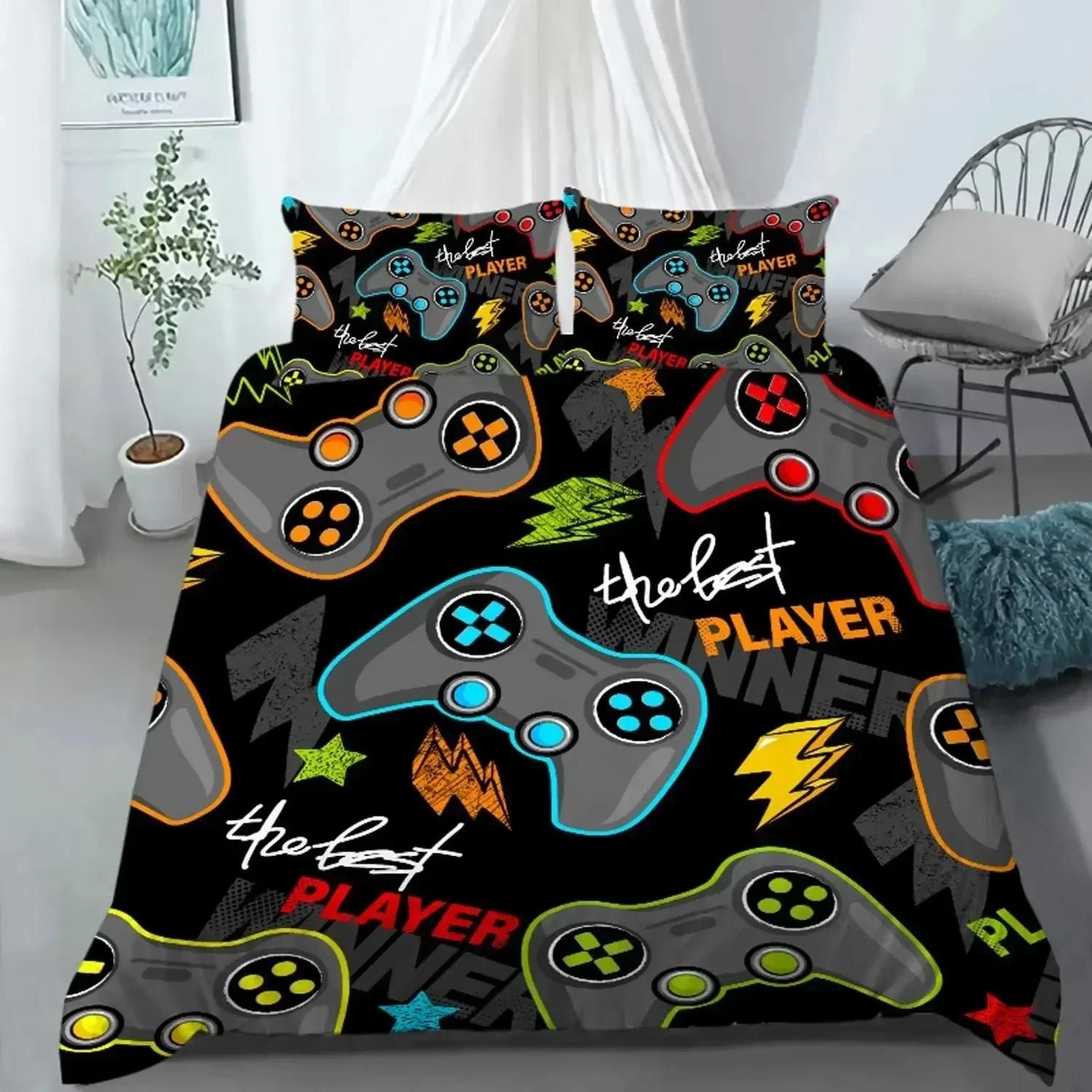 

Gaming Bedding Set Gamer Room Decor Gamer Comforter Cover For Boys Kids Teen Video Games Twin Size Gamepad Polyester Quilt Cover 70x133cm 2pcs