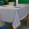 Tablecloth Ins Small Plaid Polyester Cotton And Linen Fringed Tablecloth Coffee Table Mat Dining Table Cloth Non-Slip Ins Wind Modern Simple Wind