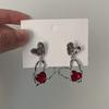 Fashionable and Personalized Earrings with Hollowed Out Large Heart-Shaped Earrings Inlaid with Red Crystal Temperament Earrings