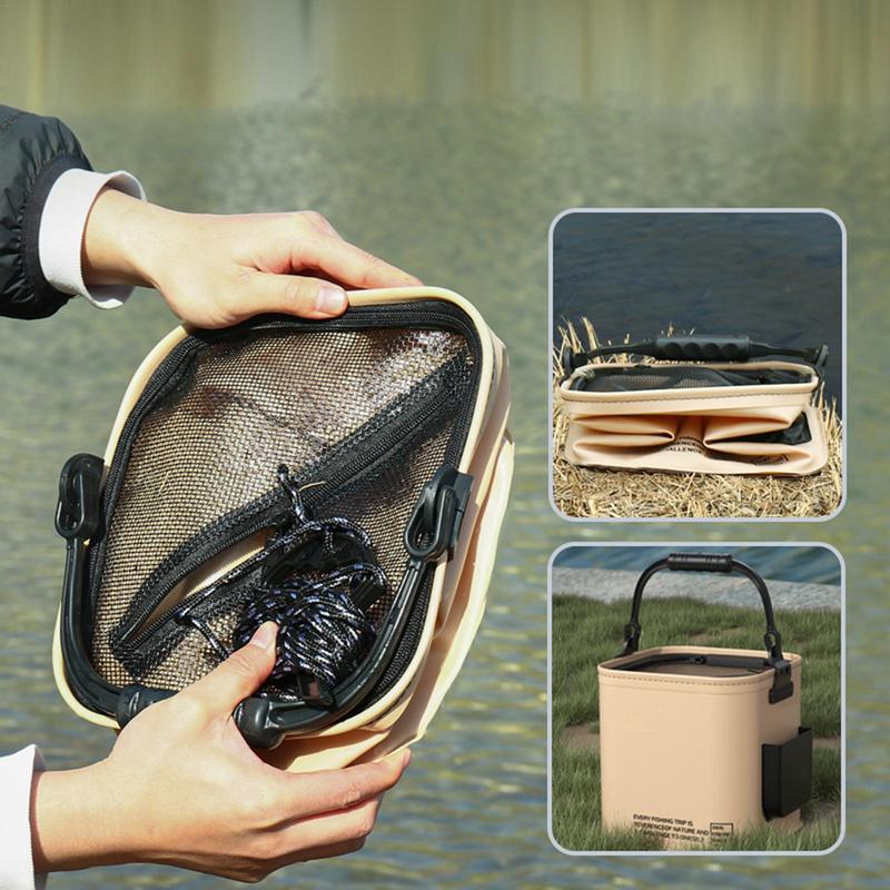 Fishing Bucket Foldable Fish Bait Bucket Multifunctional Waterproof Water Bucket Portable for Hiking Camping BBQ Beach Fishing