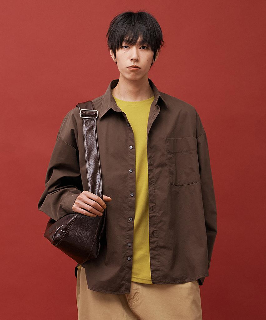 NEWAUBE Cn Bio-Washed Pocket Shirt Brown