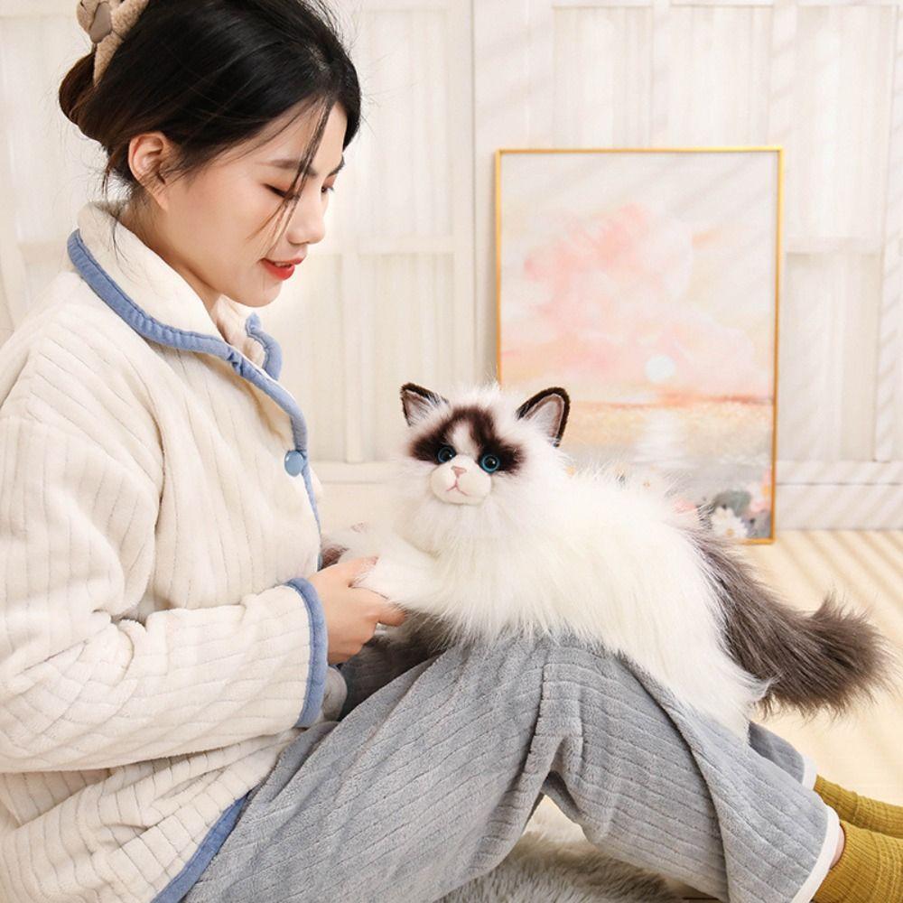 Long Hair Ragdoll Cat Plush Toy Fluffy Plush Kitty Figures Toy Simulated Cat Plush Toys  Car Decor