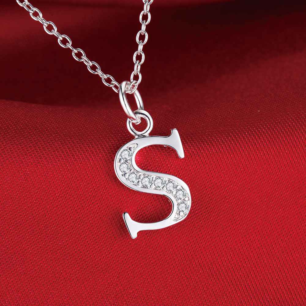 26 letters 925 sterling silver Necklace Pendant Shining 5A Zircon for Women Fashion Wedding Engagement Jewelry GiftsGood product
