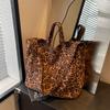 Leopard print canvas commuting lazy wind bag women's fashion portable large-capacity shoulder bag tote bag