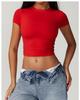 Top Corto Slim Fit Colore Caffè Europeo & Americano - T-shirt Corta Casual da Donna