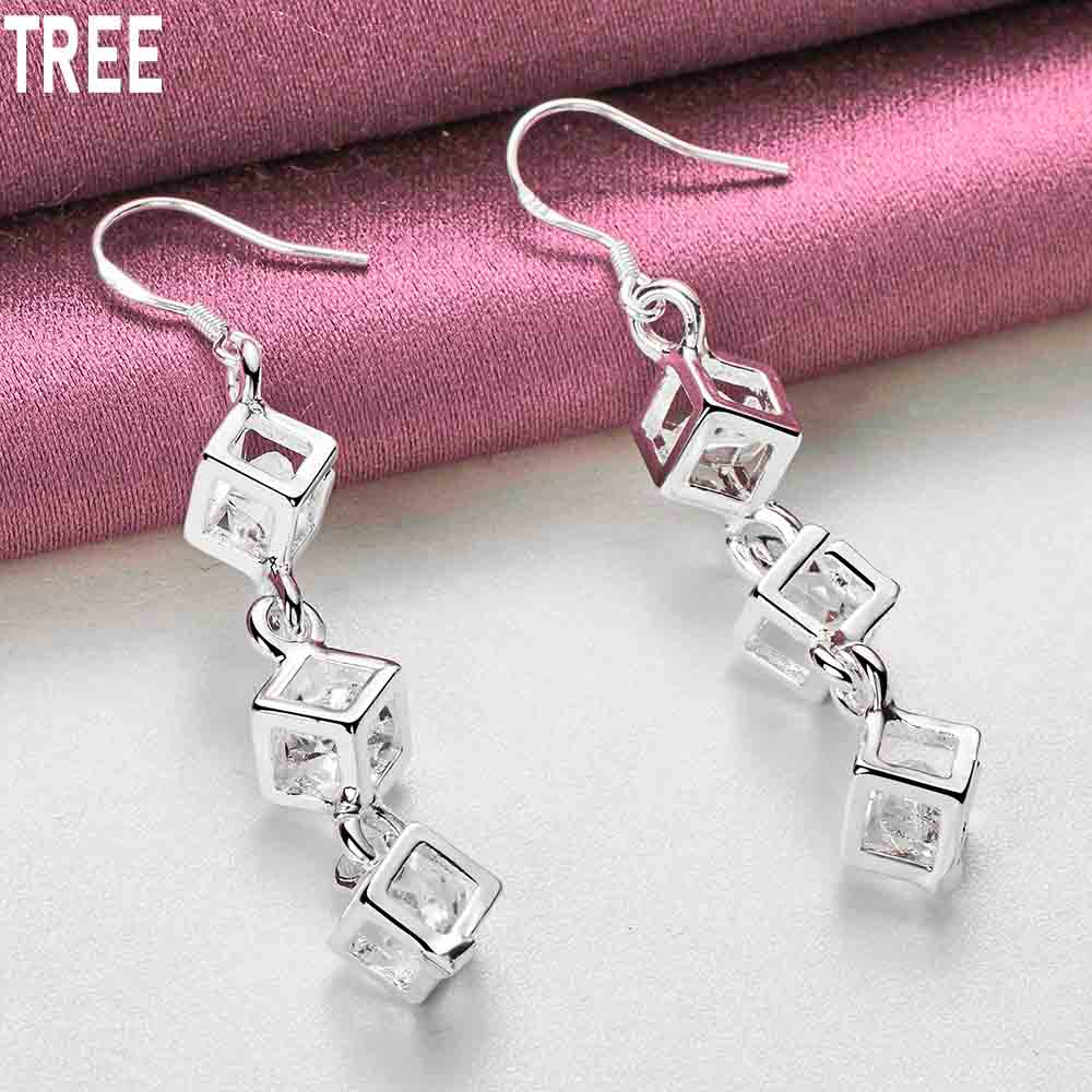 925 Sterling Silver Bílý kámen AAA Zirkon Přívěsek Piercing Náušnice Módní Svatební šperky