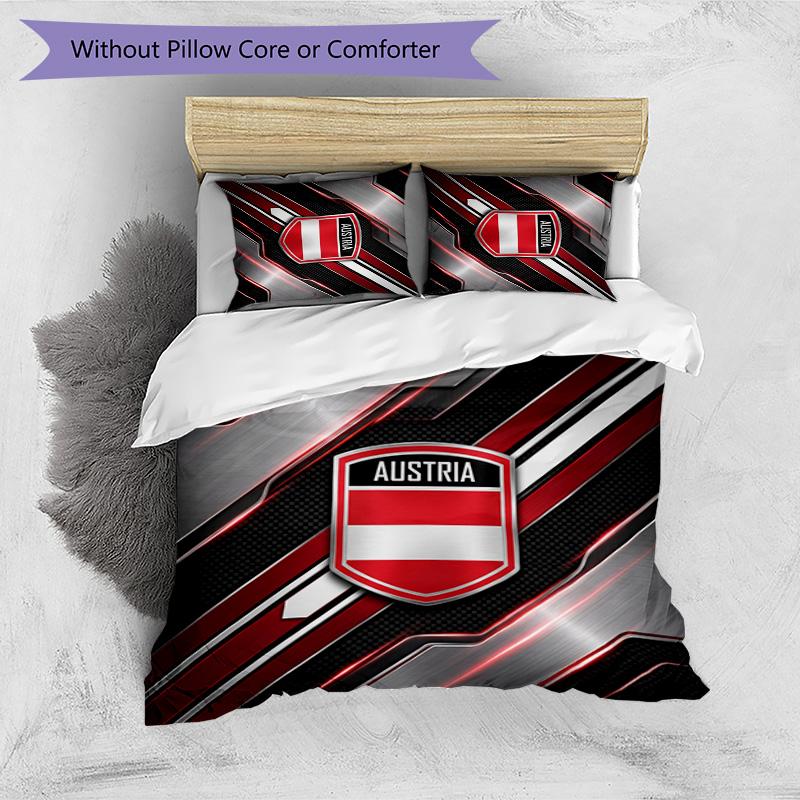 Austria Football Printed Bedding 3 Piece Set Cozy Breathable Bed Cover Set as Housewarming Holiday Gift