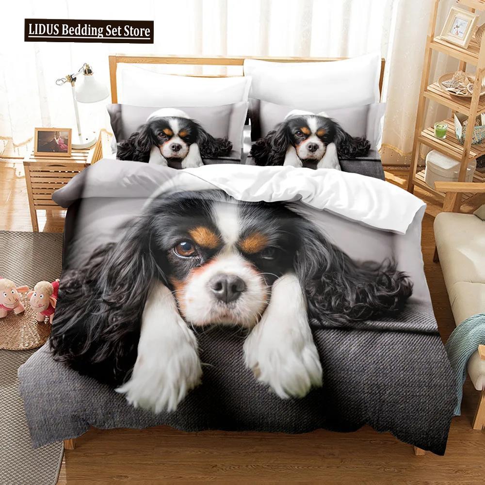 Hunde Tröster Bettbezug Einzel Kinder Niedliches Bettwäscheset Cartoon Welpenmuster Bettbezug Set 3D Stepp-/Deckbettbezug Kissenbezüge