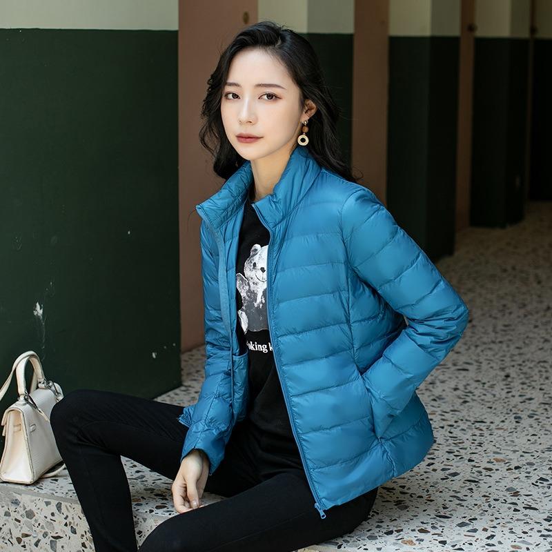 [Light down jacket women's white duck down stand-up collar down jacket women's short jacket