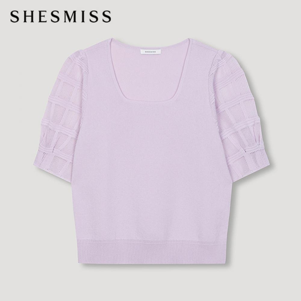 

She S miSS Crochet Sleeve Square Neck Knit SSkpon22040 Lv light violet/55