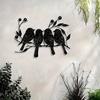 Vintage Iron Bird Branch Wall Art, 5 Birds & Berries Black Silhouette for Home Garden Balcony Decor