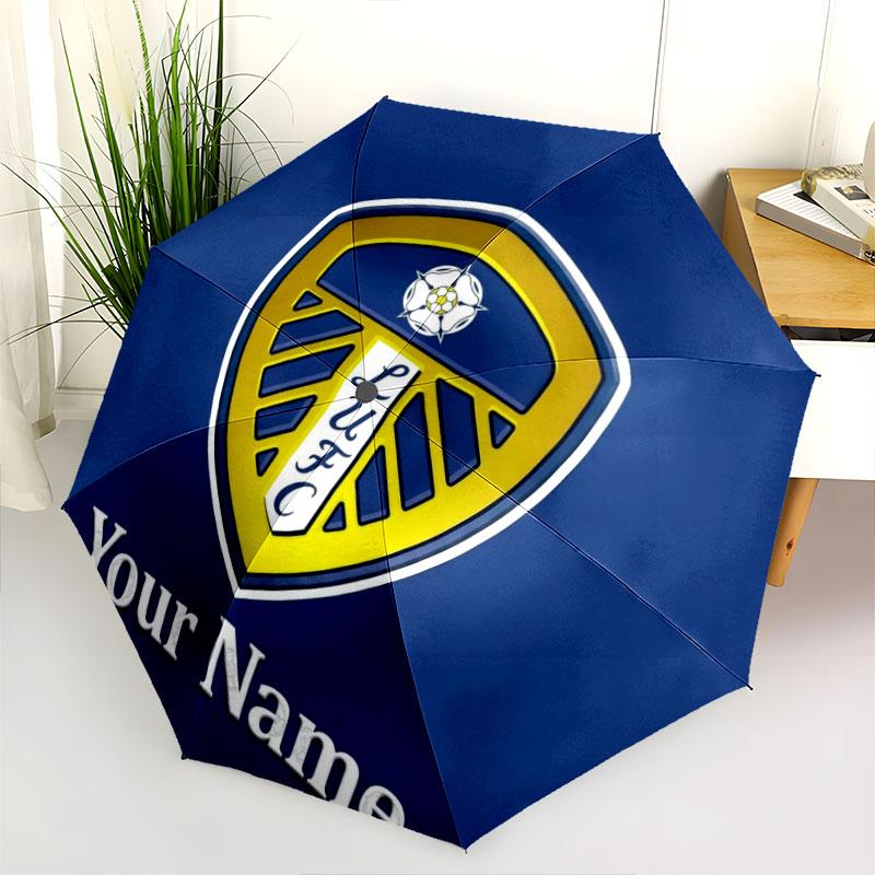1 PC Automatic Folding Umbrella - Leeds United Custom Name Pattern, Portable & Foldable Design with 8 Ribs, Christmas Birthday Gifts