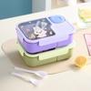 Bento Lunch Box For Kids Girls Cartoon Students Kawaii Cute Heated 3 Grid Sandwich Snack Food Box Special Canteen Food Storage