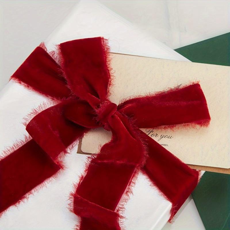 Colorful Velvet Ribbon: 1.5 Inch X 138 Cm (54 Inch) Handmade Tassel Trimmed Velvet Ribbon Present Packaging