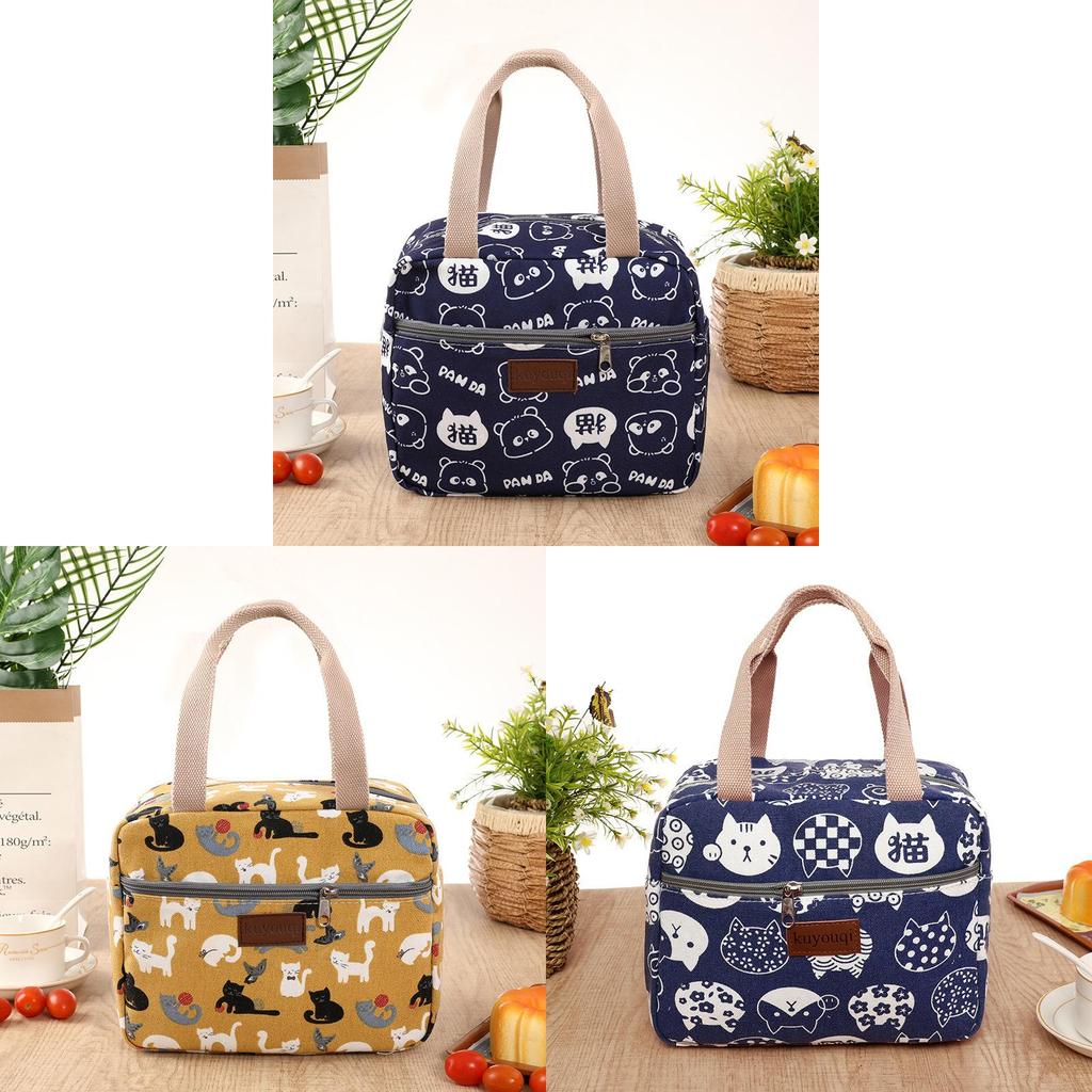 Canvas Lunch Bag For Office Workers With Thickened Handle And Style For Daily Use