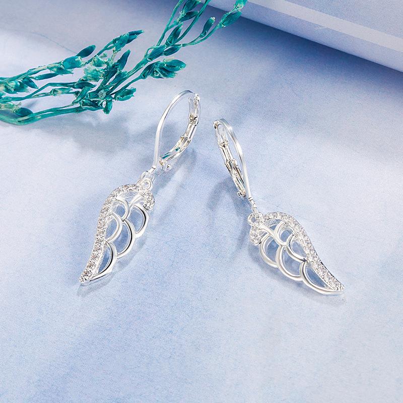 2026 Angel Wings Hollow Earrings Women Personality Temperament, High-end Feather Wings, Diamond-encrusted Earrings