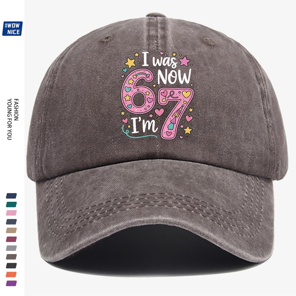 Pc Pink Color Painted Number Cm Baseball Cap I Was  Now IM Cm Text Stars Hearts Rainbow Decoration Graduati