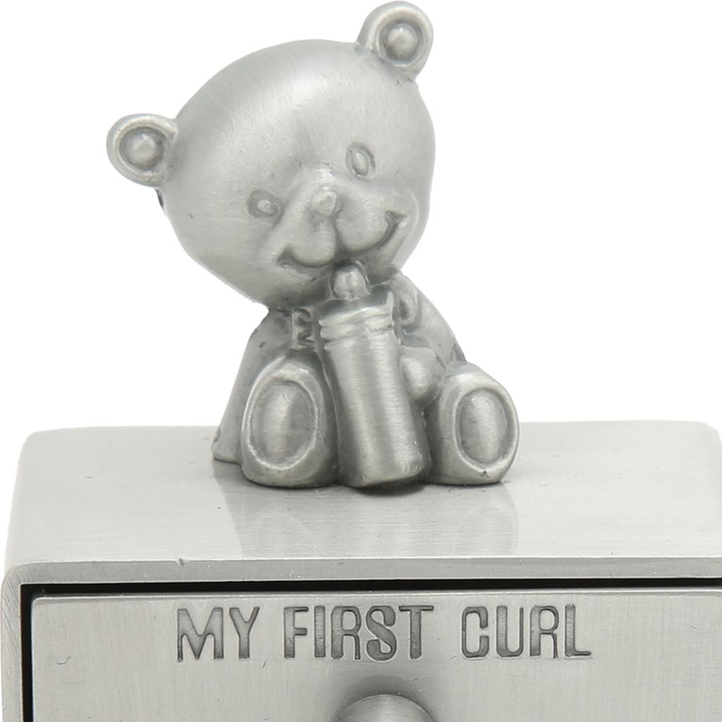 Tooth Box Metal Cute BearShape Storage Case with 2 Drawers for Children Growth Memorial Gift Jewelry Collection(Green Patina )
