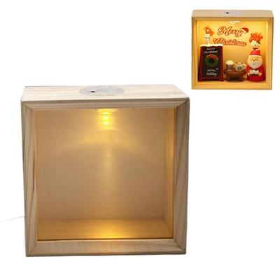 Caixa de Sombras de Madeira Transparente Moldura Decorativa 3D Moldura de Madeira DIY Luminária de Noite Foto
