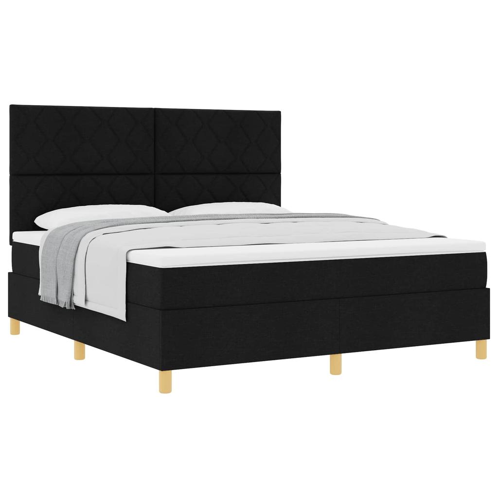 Boxspring Bed with Headboard Black 180 x 200 cm Fabric