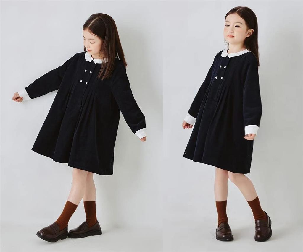 Honey Baby Formal Long Round Perfect for School Entrance Kindergarten Entrance and Birthdays Size Girls' Dress, Sleeves, Collar, Ceremonies, Recitals,