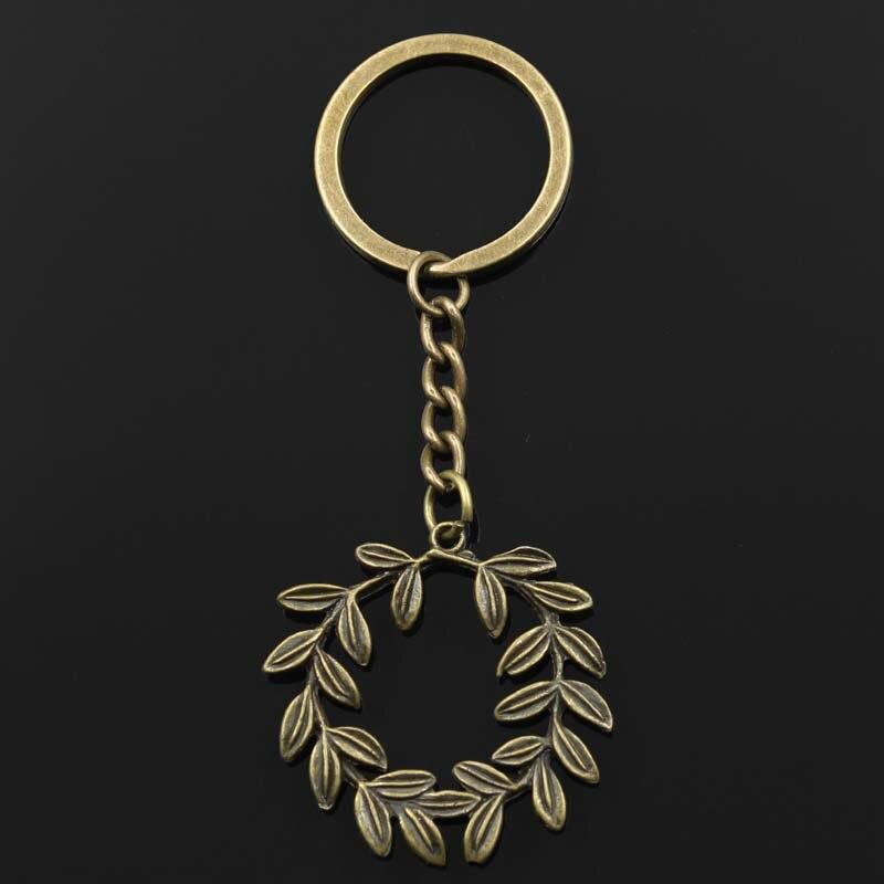 Fashion Olive Branch Wreath 41x36mm Pendant 30mm Key Ring Chain Bronze   Men Car Gift Souvenirs Keychain