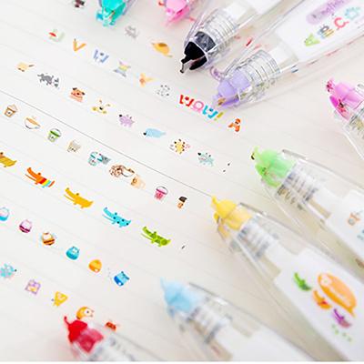 12PC Color Creative Lace Decoration Correction Tape Cartoon Decorative Tape Pen