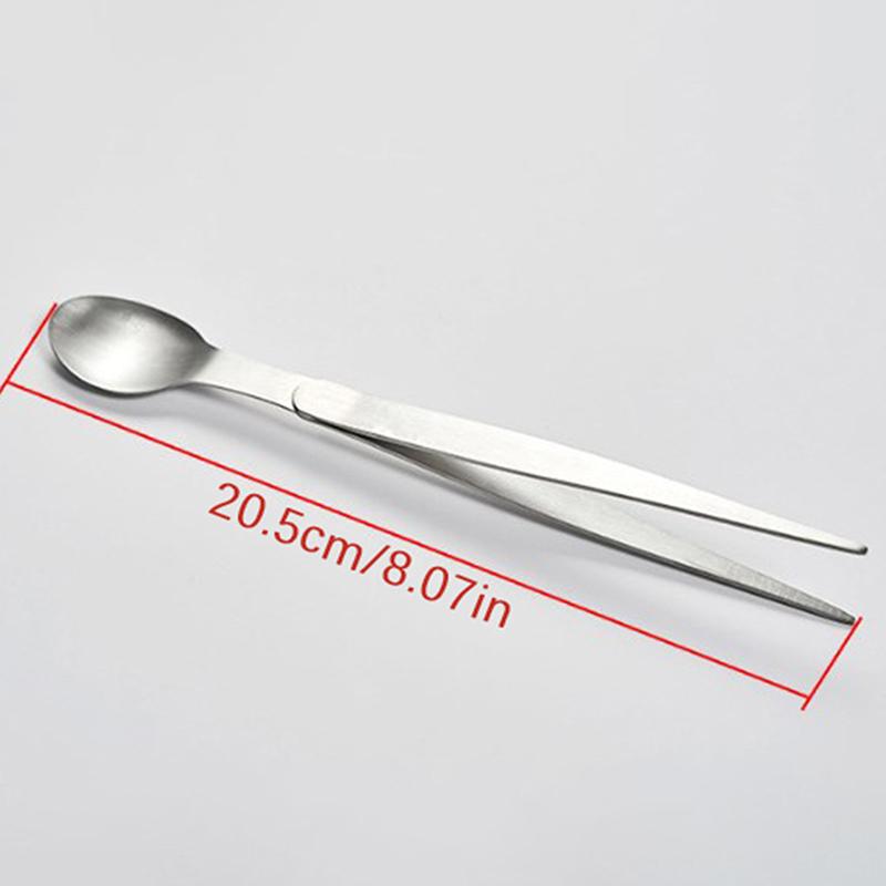 2 in 1 Stainless Steel Tasting Spoon Tweezers Dual Function for Party Kitchen Accessories Chef Cooker Spoon Gadget