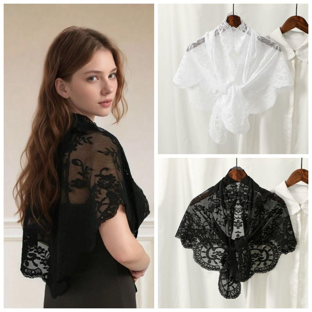 French Style Lace Triangle Scarf Vintage Wedding Headscarf All-match Crochet Head Scarf Party