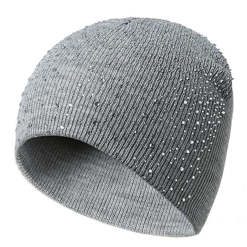 Autumn Winter Beanie Casual Rhinestone Knit Hat