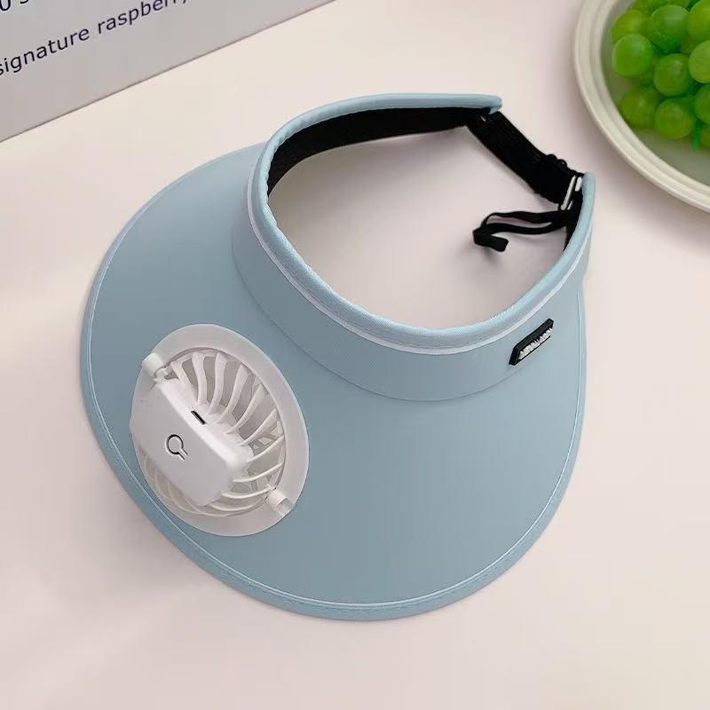 Wide Brim Outdoor Summer Sun Protection Hat with USB Fan Cooling Cap for Hiking Camping