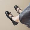 Weiwei Women's 1516-16 Square Head Single Shoes Women's Flat Bottom Shallow Mouth Bow Soft Sole Ballet Shoes with Mary Jane