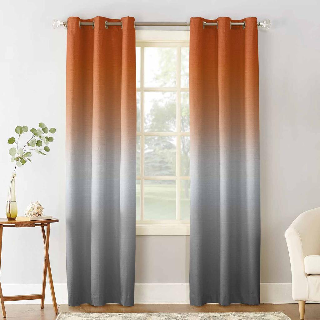Orange Gray Gradient Abstract Blackout Curtains For Living Room Bedroom Printed Window Treatment Drapes Home Decor