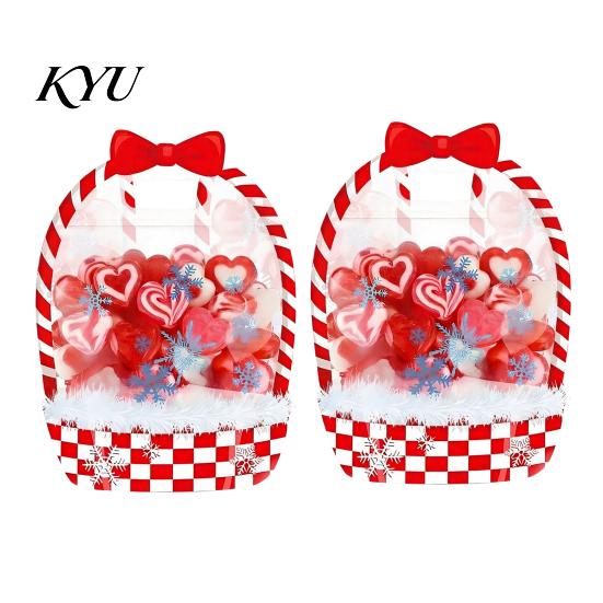 Candy Bags with Handle 2/4/6Pcs Clear Gift Bag for Halloween Christmas, Goodie Treat Holders Handle, Resealable Sealed Pouch Holiday Party Favors