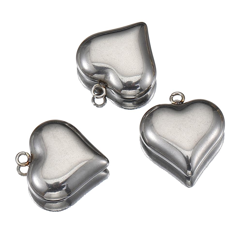 5pcs Solid Inner Stainless Steel Love Heart Pendants Charm Gold Color 16x18mm Charms for Necklace Bracelet Chains DIY Ornaments
