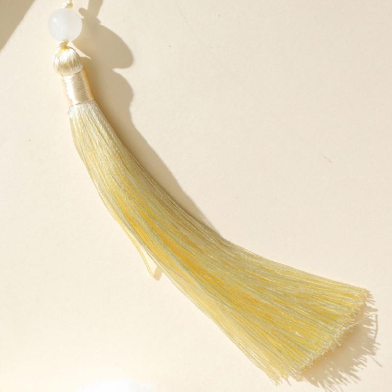 Chinese Fan with Pendant Handhelds Inks Painting Fan Tassels Round Silk Fan