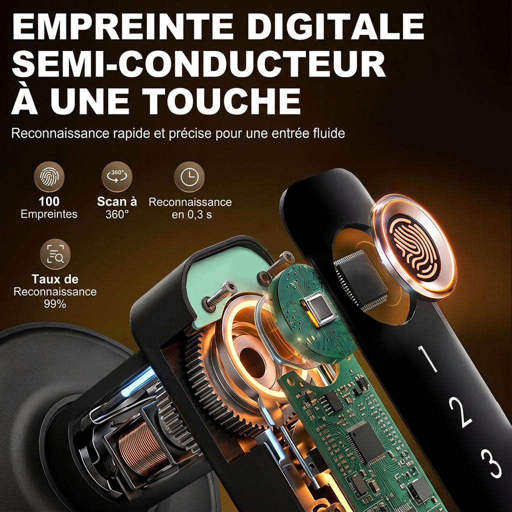 Smart Door Lock with Handle, Bluetooth, 5 Access Points