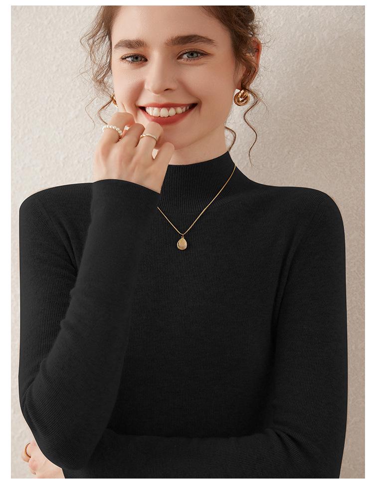 Autumn/Winter 2024 Women's Slim Fit Half-High Neck Cashmere Sweater
