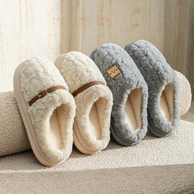 Home Warm and Velvet Thick-bottomed Couple's Cotton Slippers Warm, Non-slip and Wear-resistant, Lightweight Fluff Mop