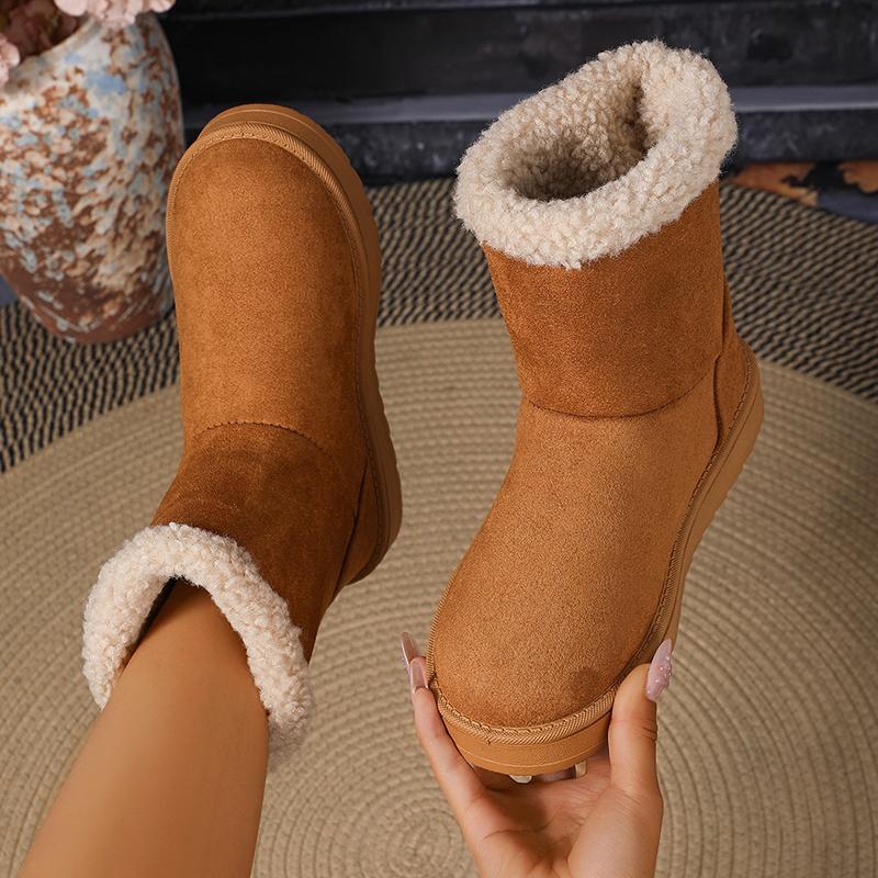 Fashion 2025 Winter Faux Suede Snow Boots Women Comfortable Warm Fleece Platform Ankle Boots Woman Plus Size Non Slip Cotton Shoes Mujer